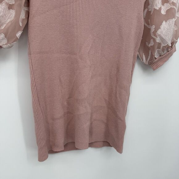 Rosewater Remi Pink Floral Sheer Top Blouse Size Small - Picture 3 of 7